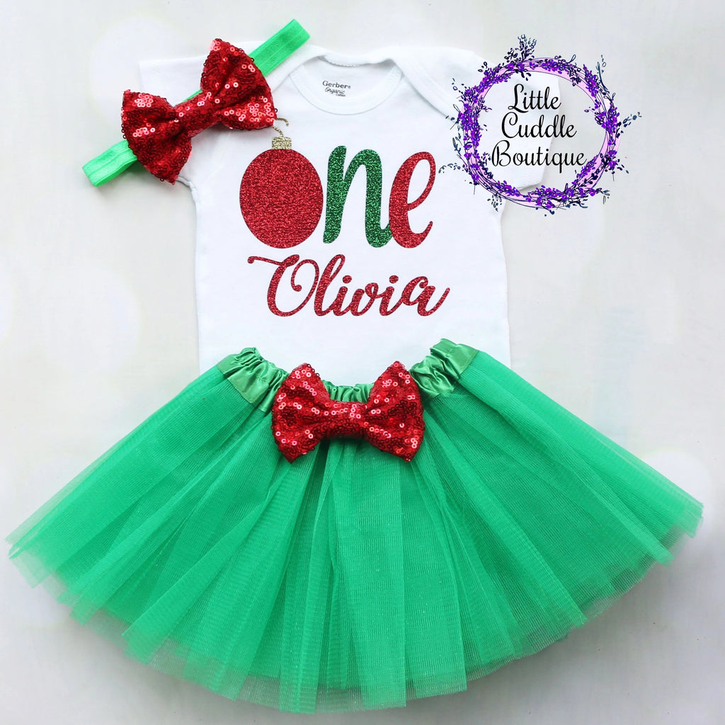 Personalized Christmas First Birthday Tutu Outfit