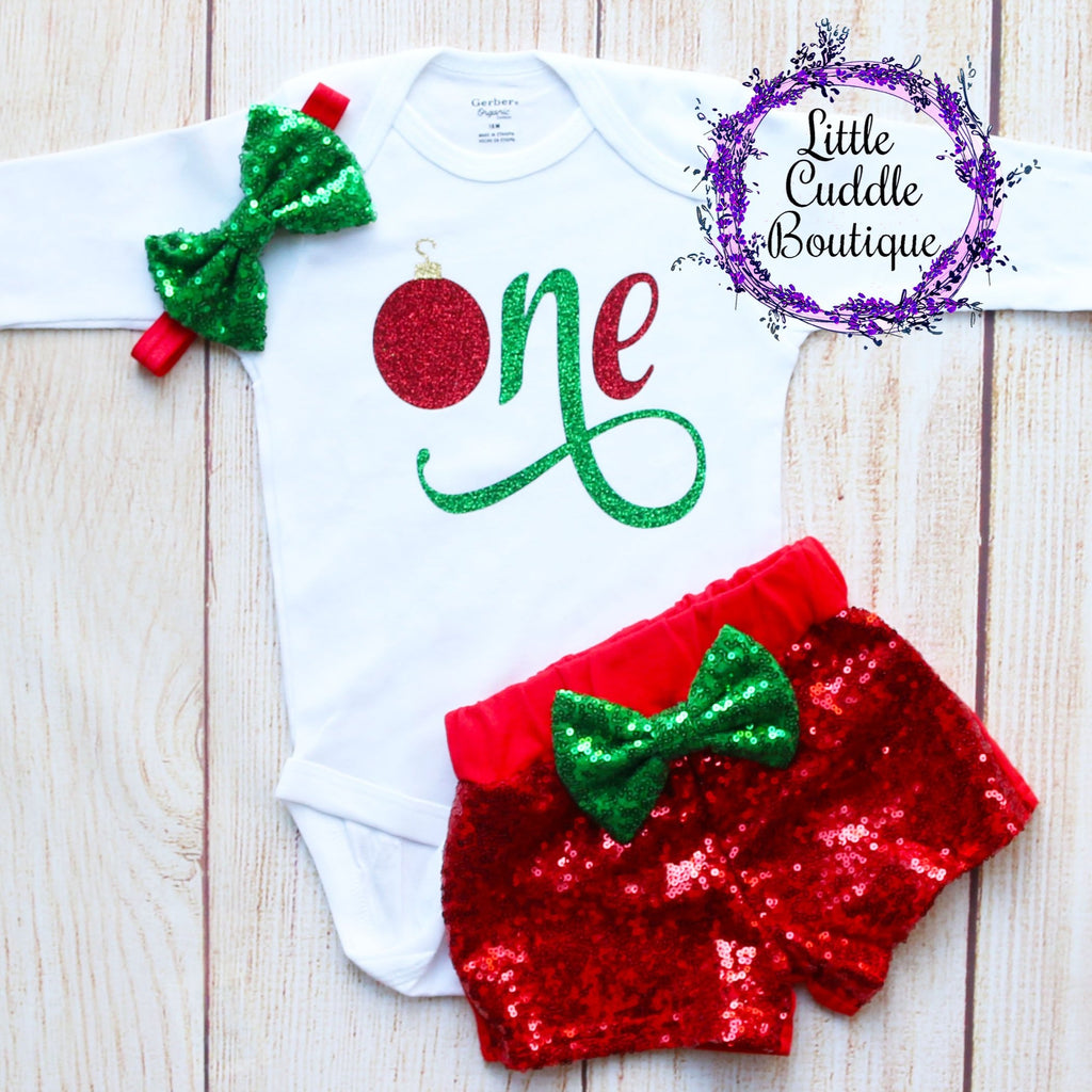 Christmas First Birthday Shorts Outfit