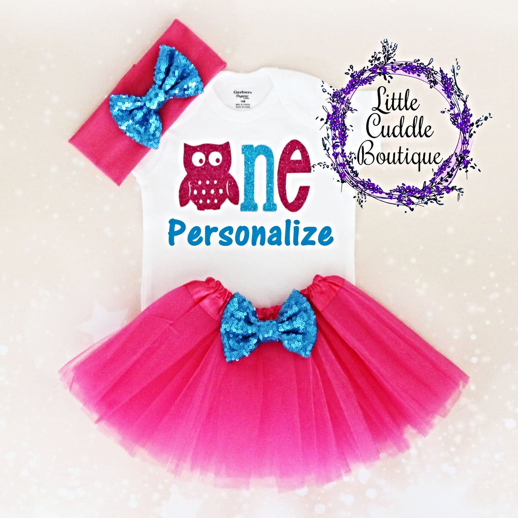 Personalized Owl First Birthday Tutu Outfit