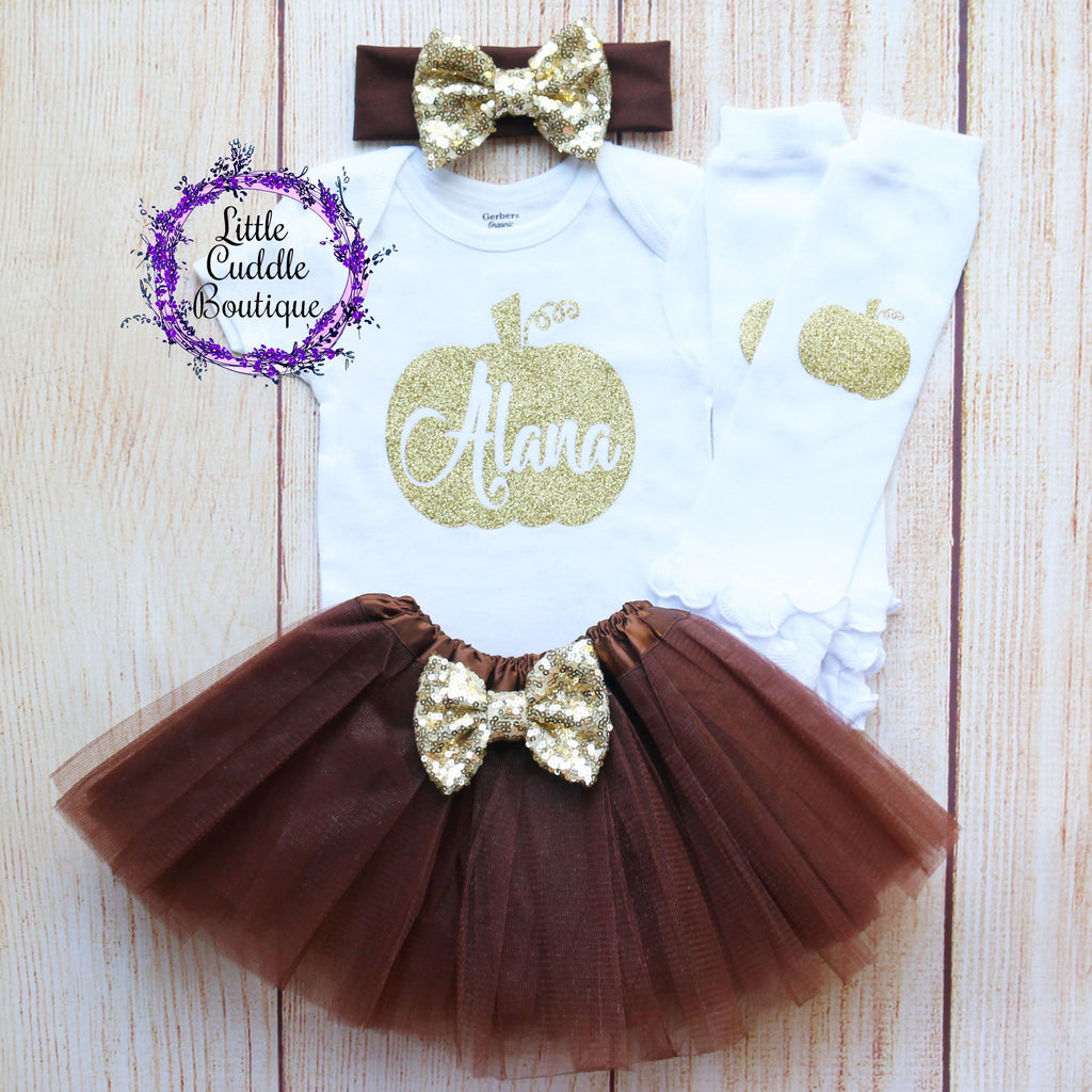 Personalized Thanksgiving Pumpkin Baby Outfit