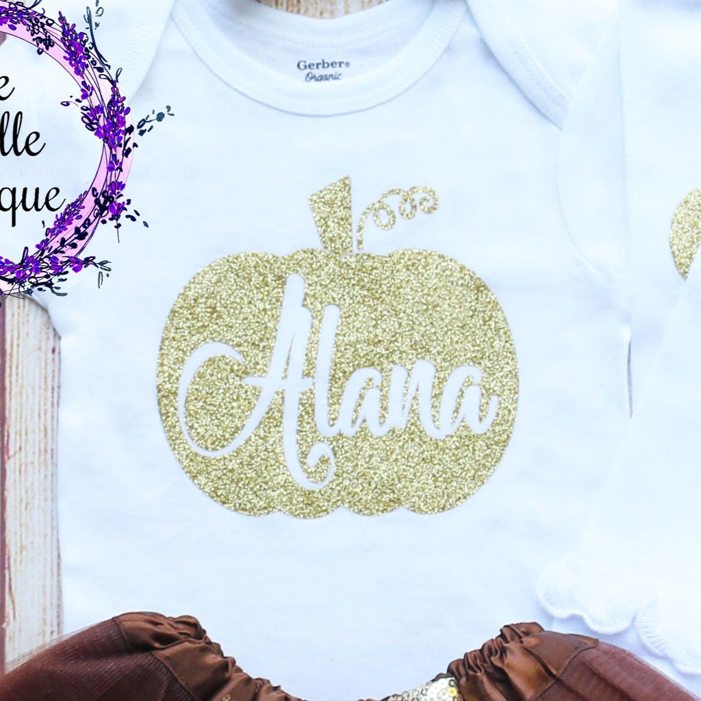 Personalized Thanksgiving Pumpkin Baby Outfit