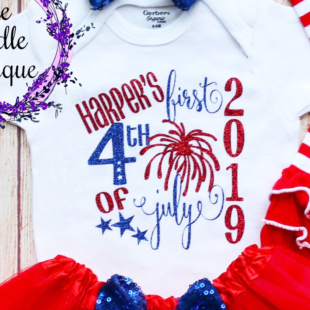 Personalized First 4th of July Baby Tutu Outfit