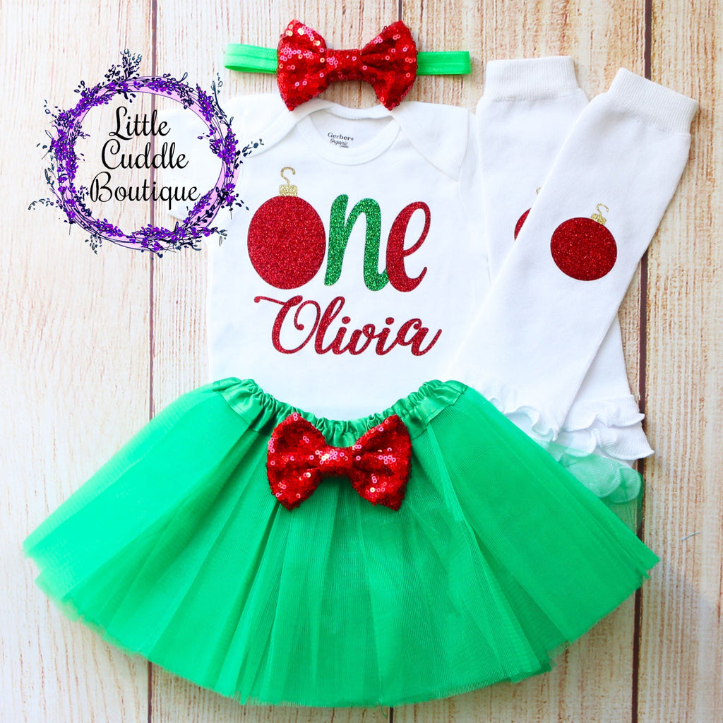 Personalized Christmas First Birthday Tutu Outfit