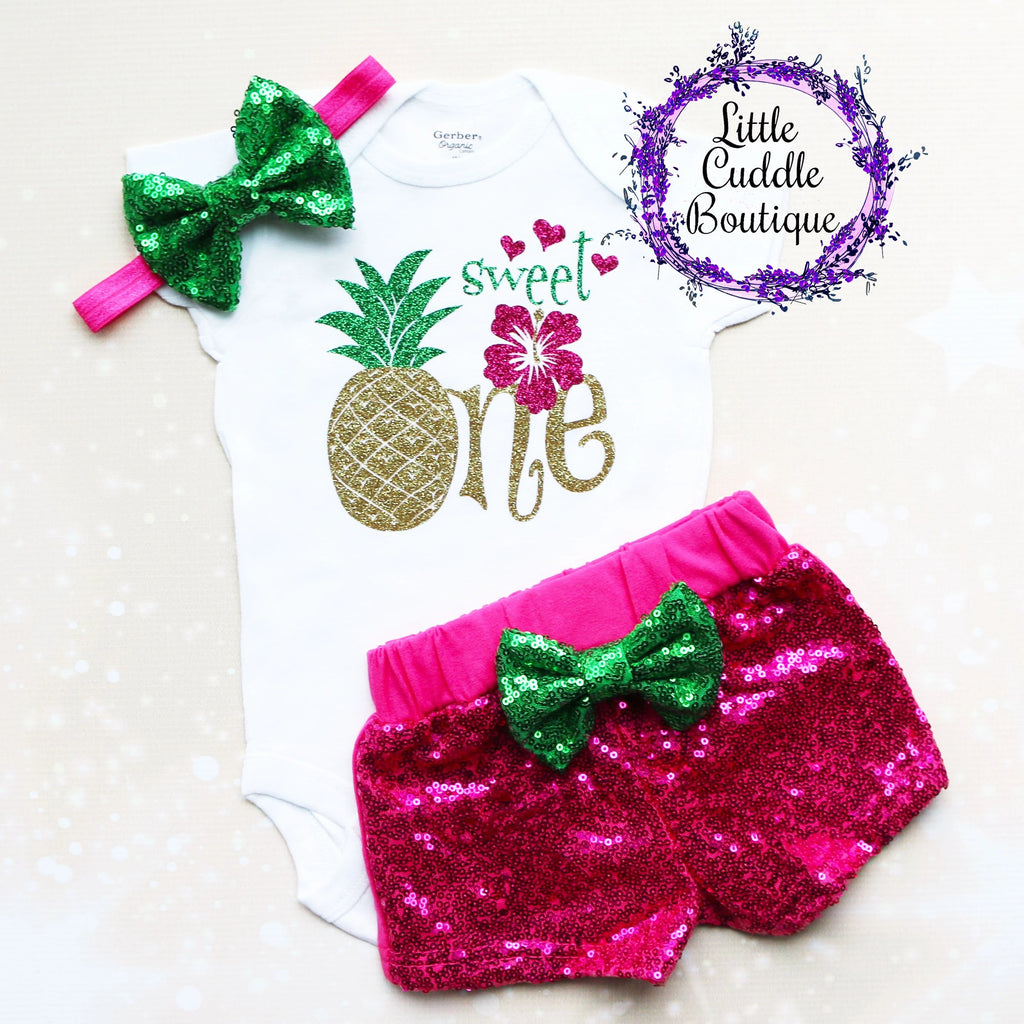 Sweet One Pineapple Birthday Shorts Outfit