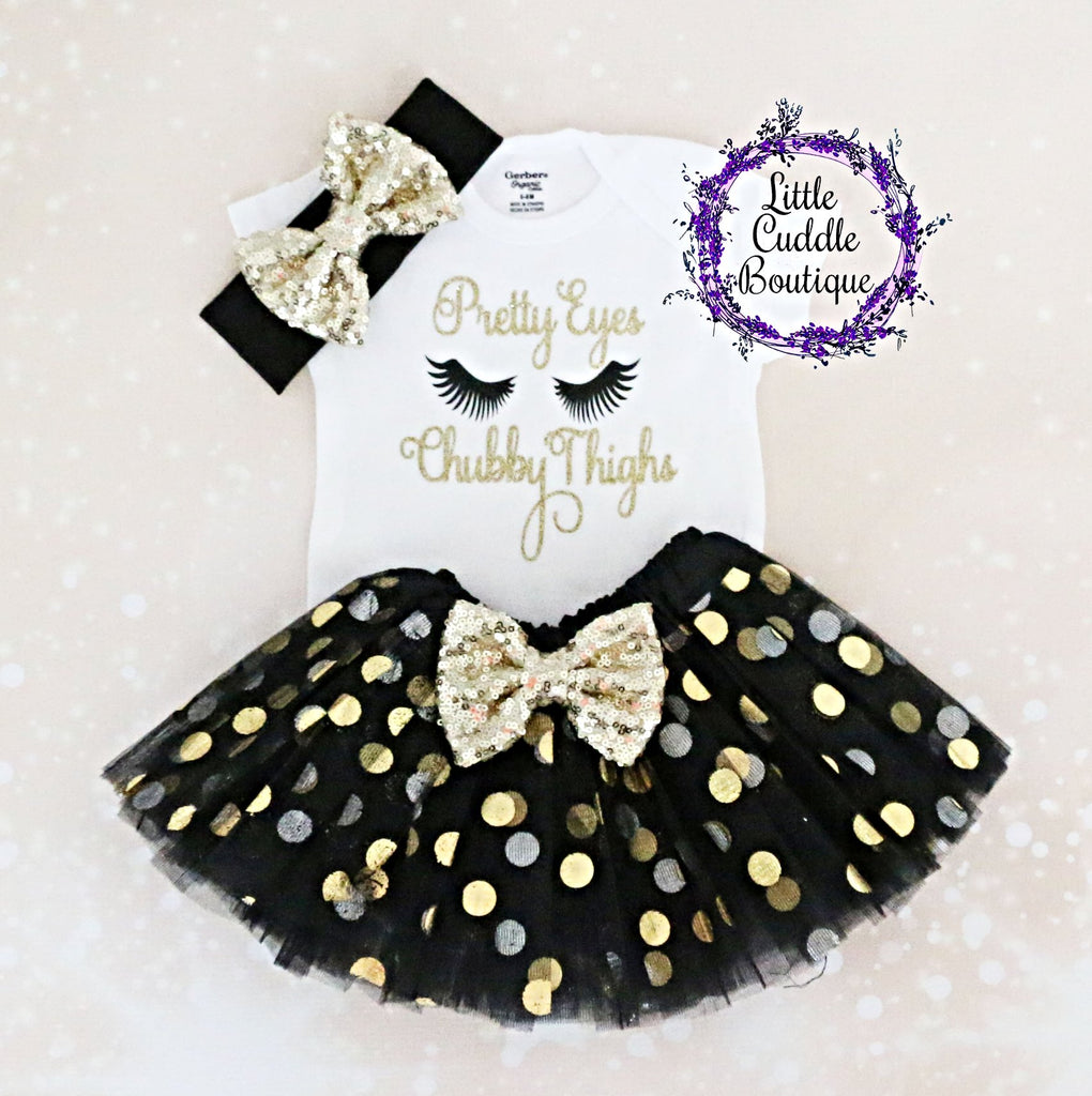 Pretty Eyes Chubby Thighs Baby Tutu Outfit