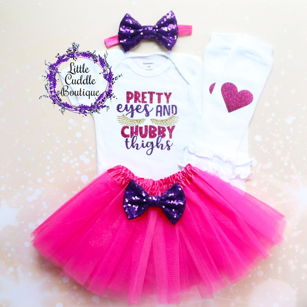 Pretty Eyes Chubby Thighs Baby Tutu Outfit