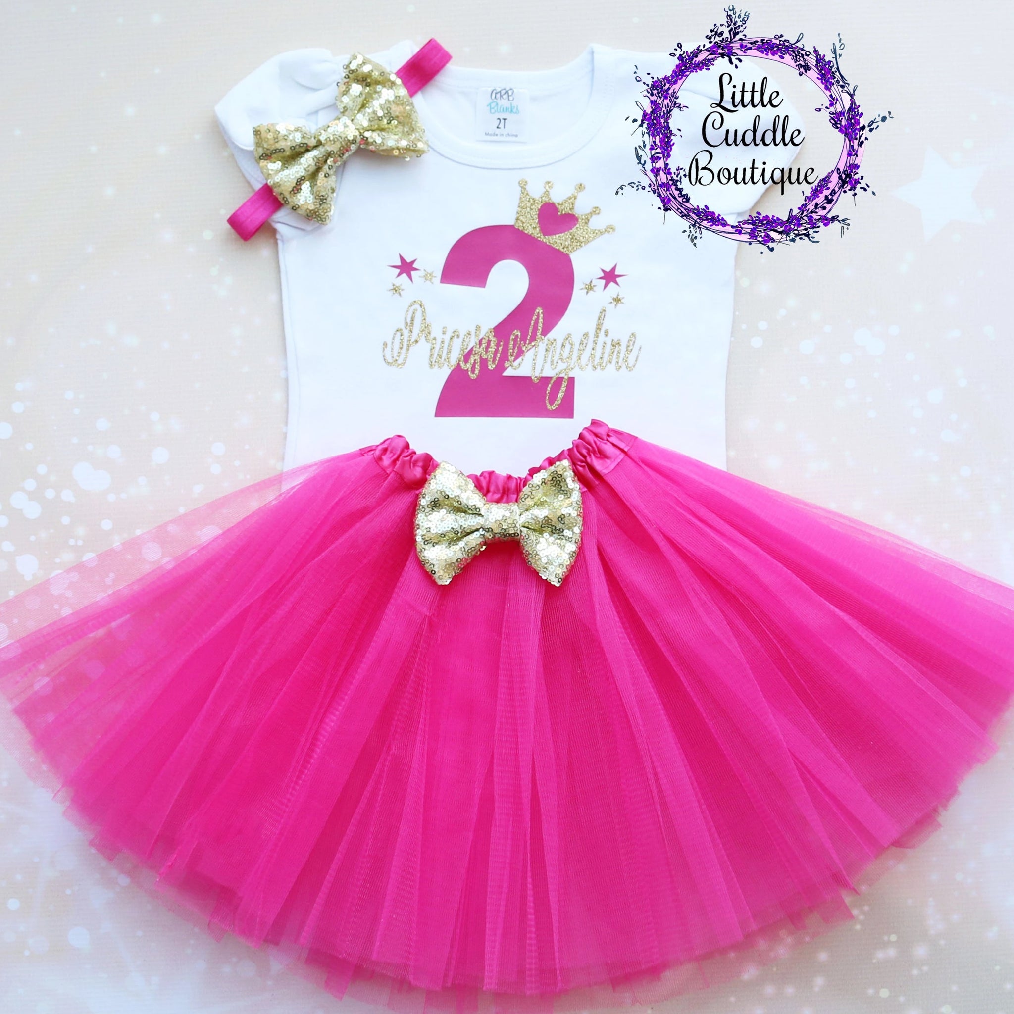 Personalized Toddler Princess Birthday Tutu Outfit-Little Cuddle Boutique Puff Sleeve Shirt Only-Short Sleeve / 2T Personalized Toddler Princess Birthday Tutu Outfit-Little Cuddle Boutique Puff Sleeve Shirt Only-Short Sleeve / 2T