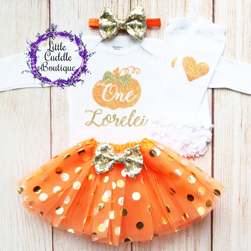 Personalized Pumpkin First Birthday Outfit