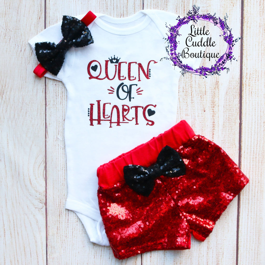 Queen Of Hearts Baby Shorts Outfit