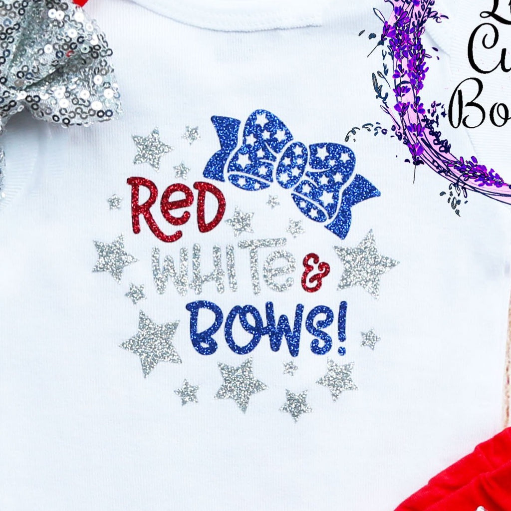 Red White & Bows Fourth of July Baby Short Outfit