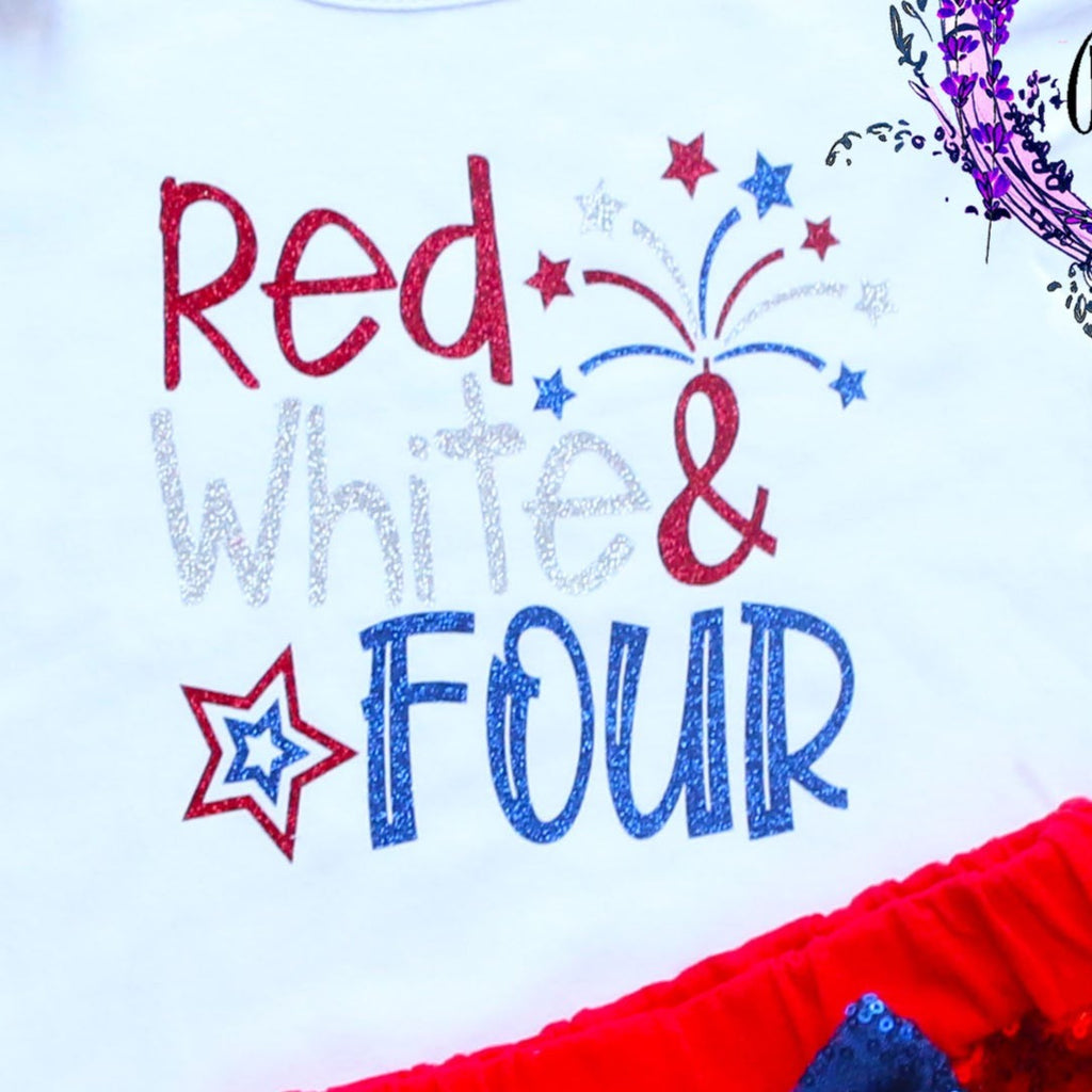 Red White & Four 4th of July Kids Birthday Shorts Outfit