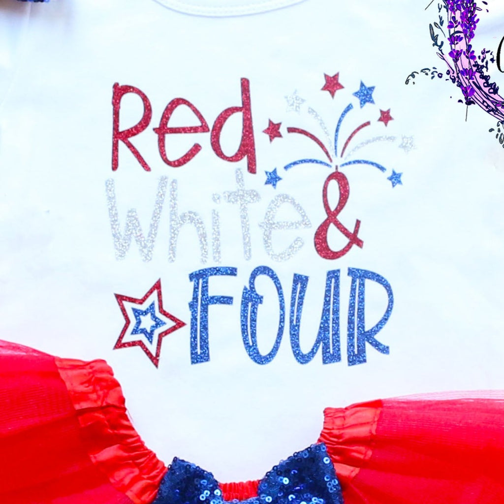 Red White & Four 4th of July Birthday Tutu Outfit