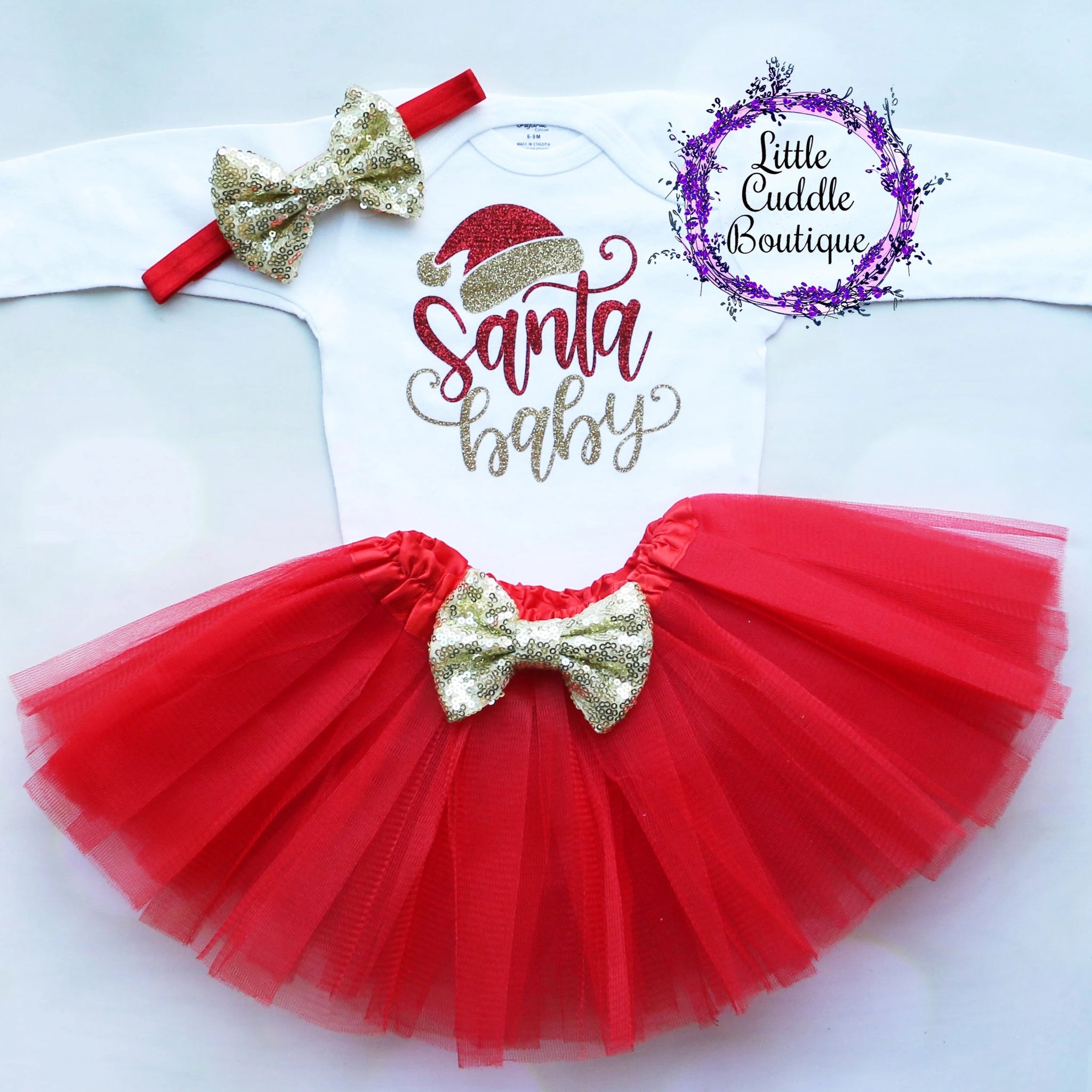 Santa Baby Christmas Tutu Outfit-Little Cuddle Boutique Headband/Tutu / 12 Months Santa Baby Christmas Tutu Outfit-Little Cuddle Boutique Headband/Tutu / 12 Months