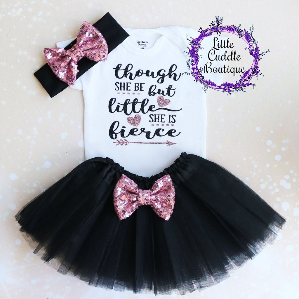 Though She Be But Little She Is Fierce Baby Tutu Outfit