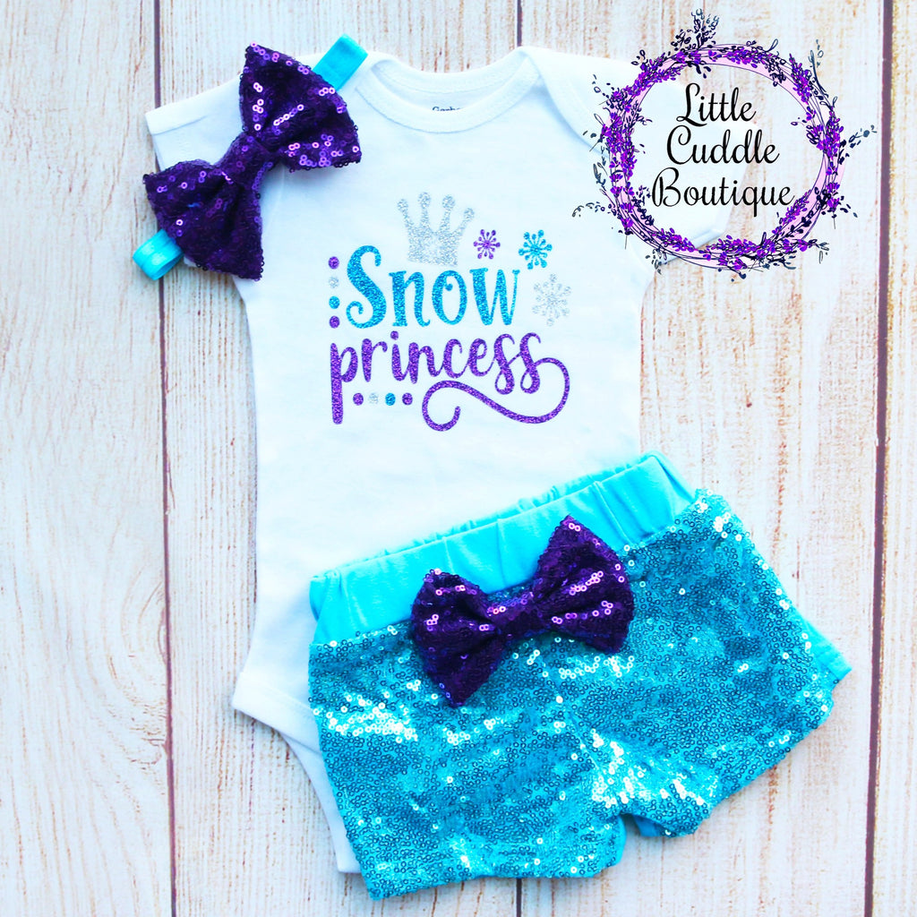 Snow Princess Baby Shorts Outfit