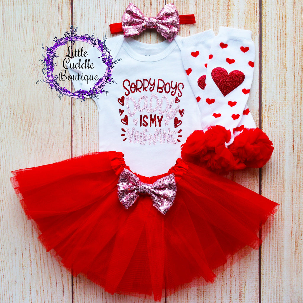 Sorry Boys Daddy Is My Valentine Baby Tutu Outfit