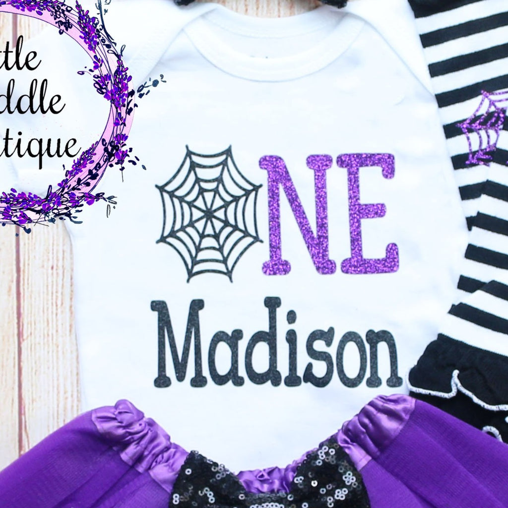 Personalized Spider Web Birthday Tutu Outfit