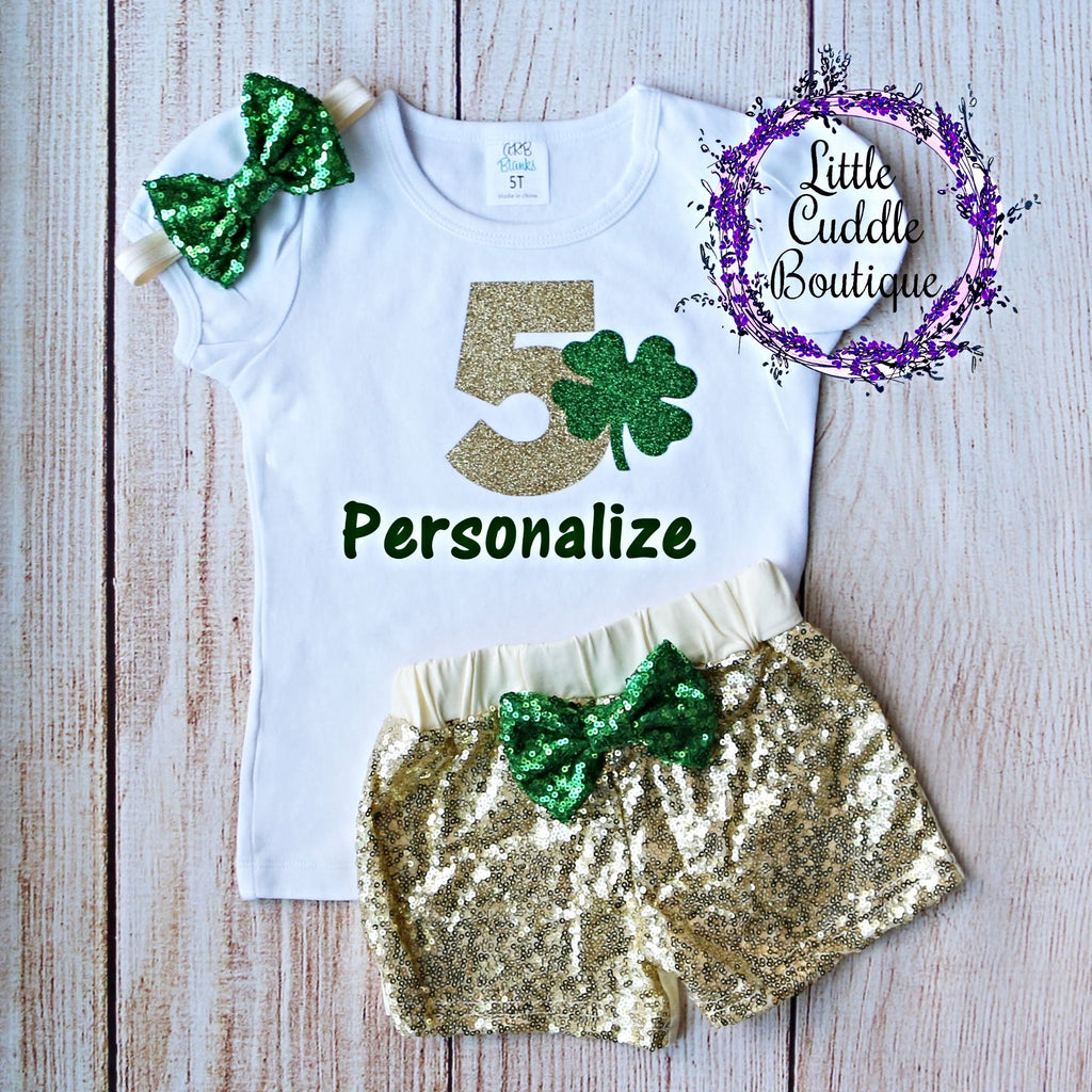Personalized St. Patrick's Day Toddler Birthday Shorts Outfit