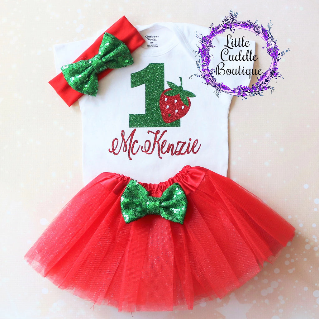 Personalized Strawberry First Birthday Tutu Outfit