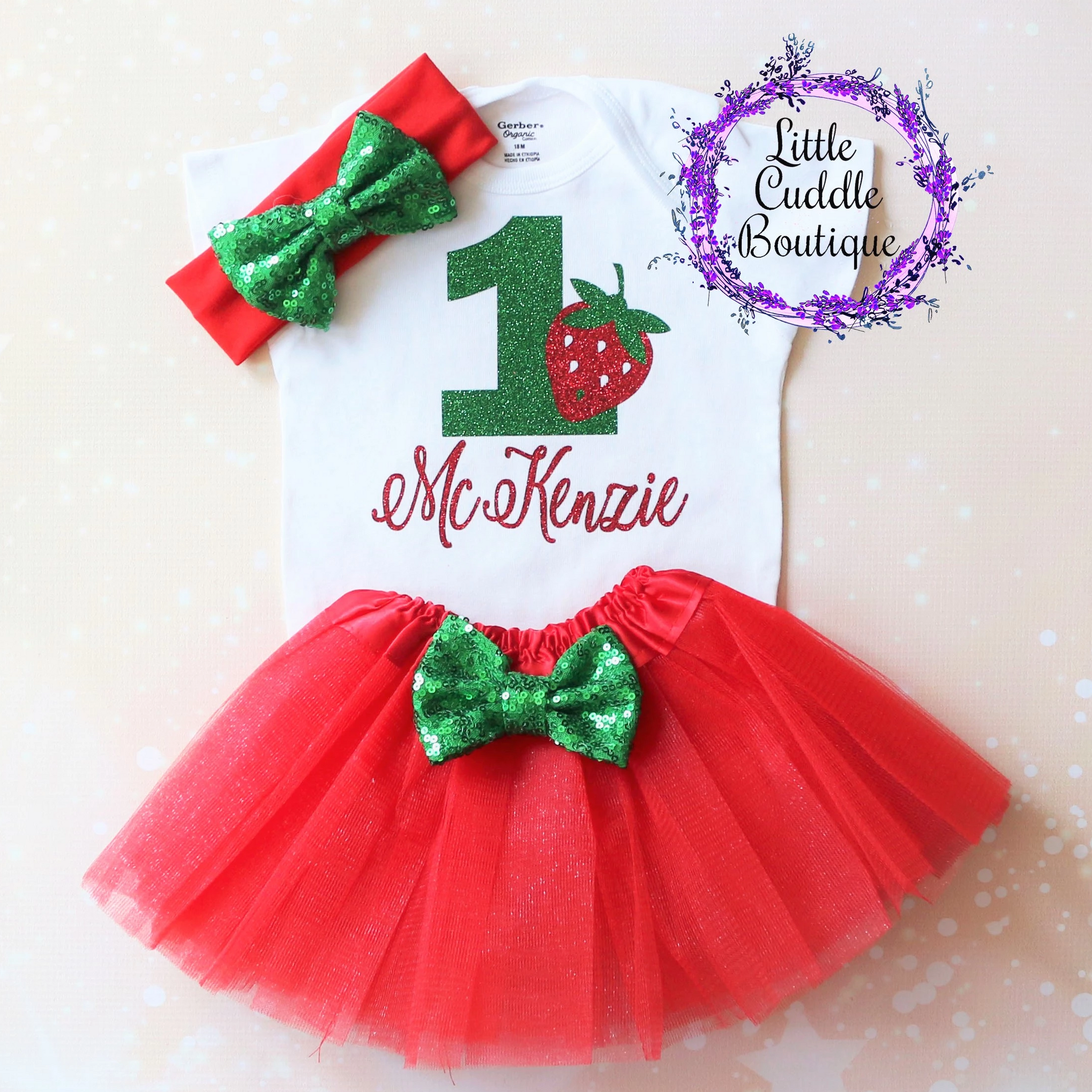 Personalized Strawberry First Birthday Tutu Outfit-Little Cuddle Boutique Complete Outfit-Short Sleeve / 24 Months Personalized Strawberry First Birthday Tutu Outfit-Little Cuddle Boutique Complete Outfit-Short Sleeve / 24 Months