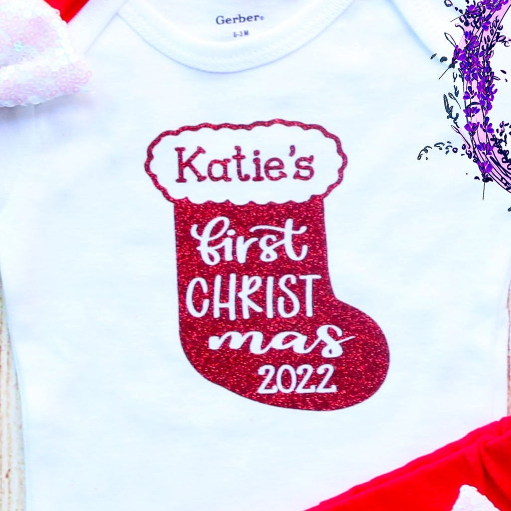 Personalized First Christmas Shorts Outfit