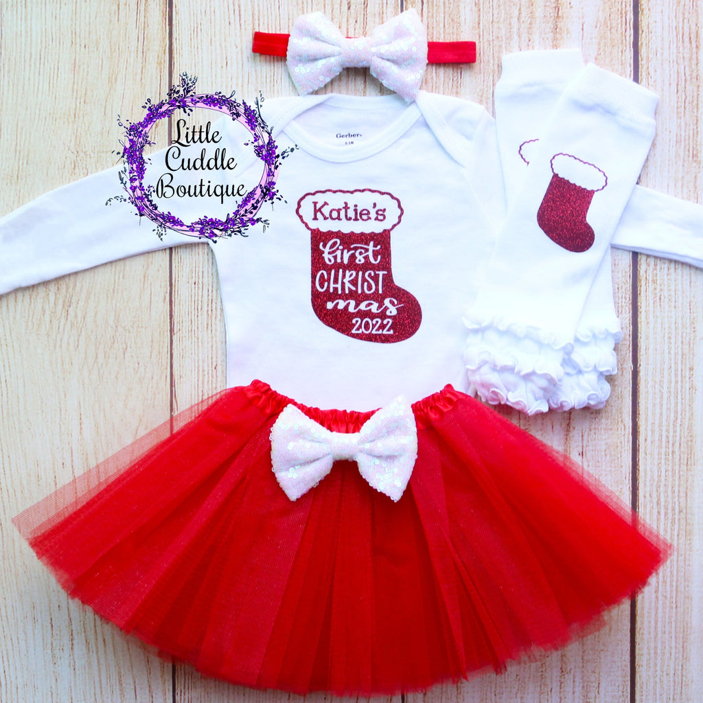 Personalized First Christmas Tutu Outfit