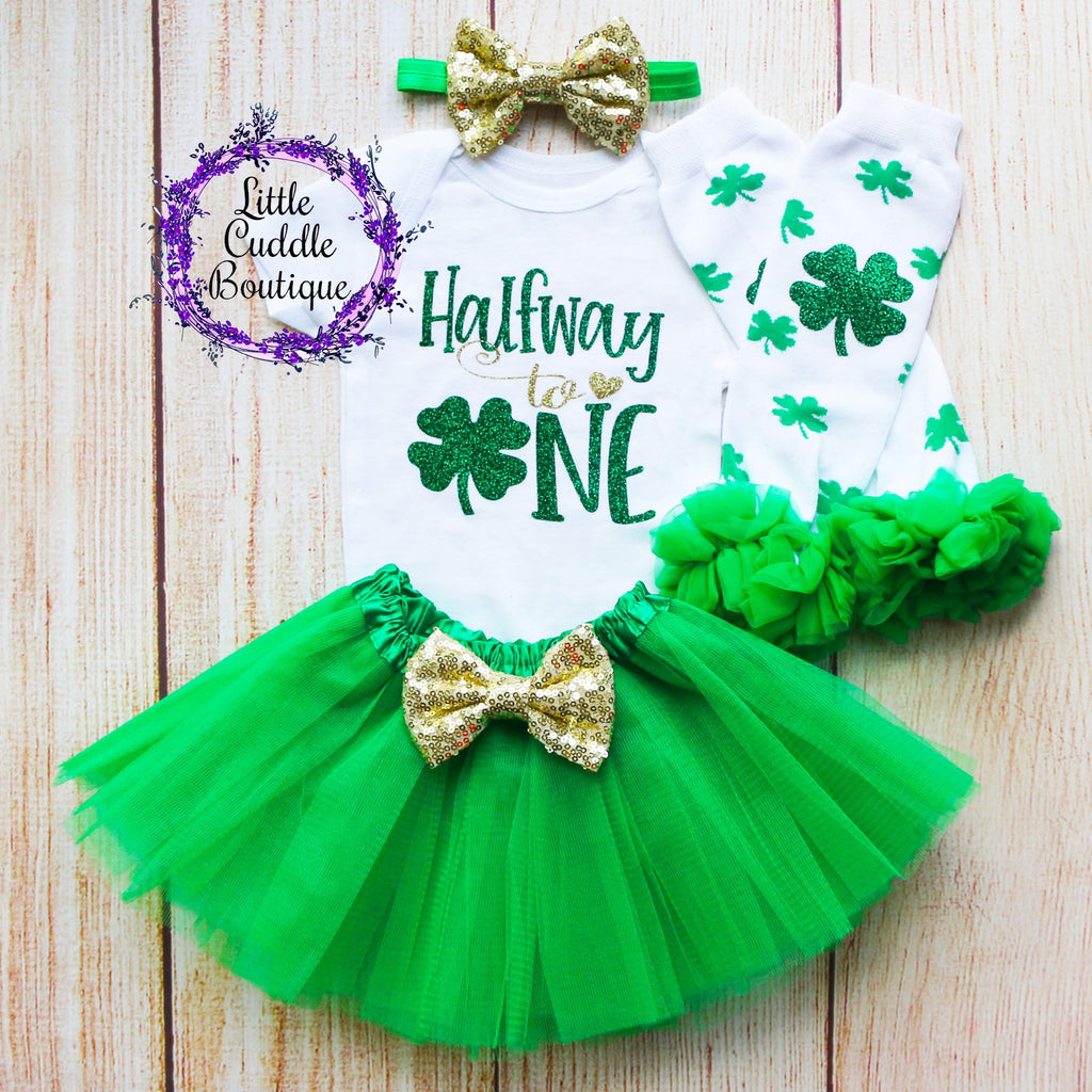 Halfway To One St. Patrick's Day Baby Tutu Outfit