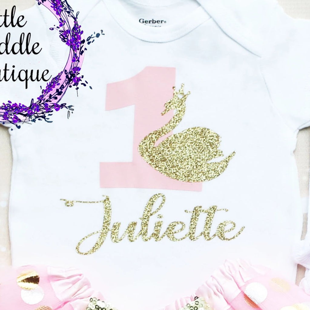 Personalized Swan First Birthday Tutu Outfit