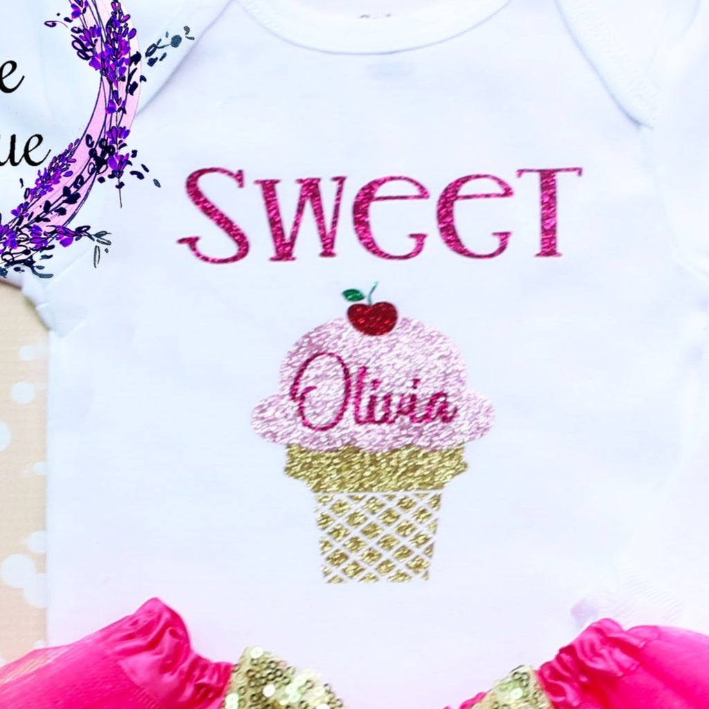 Personalized Sweet Ice Cream Baby Girl Tutu Outfit