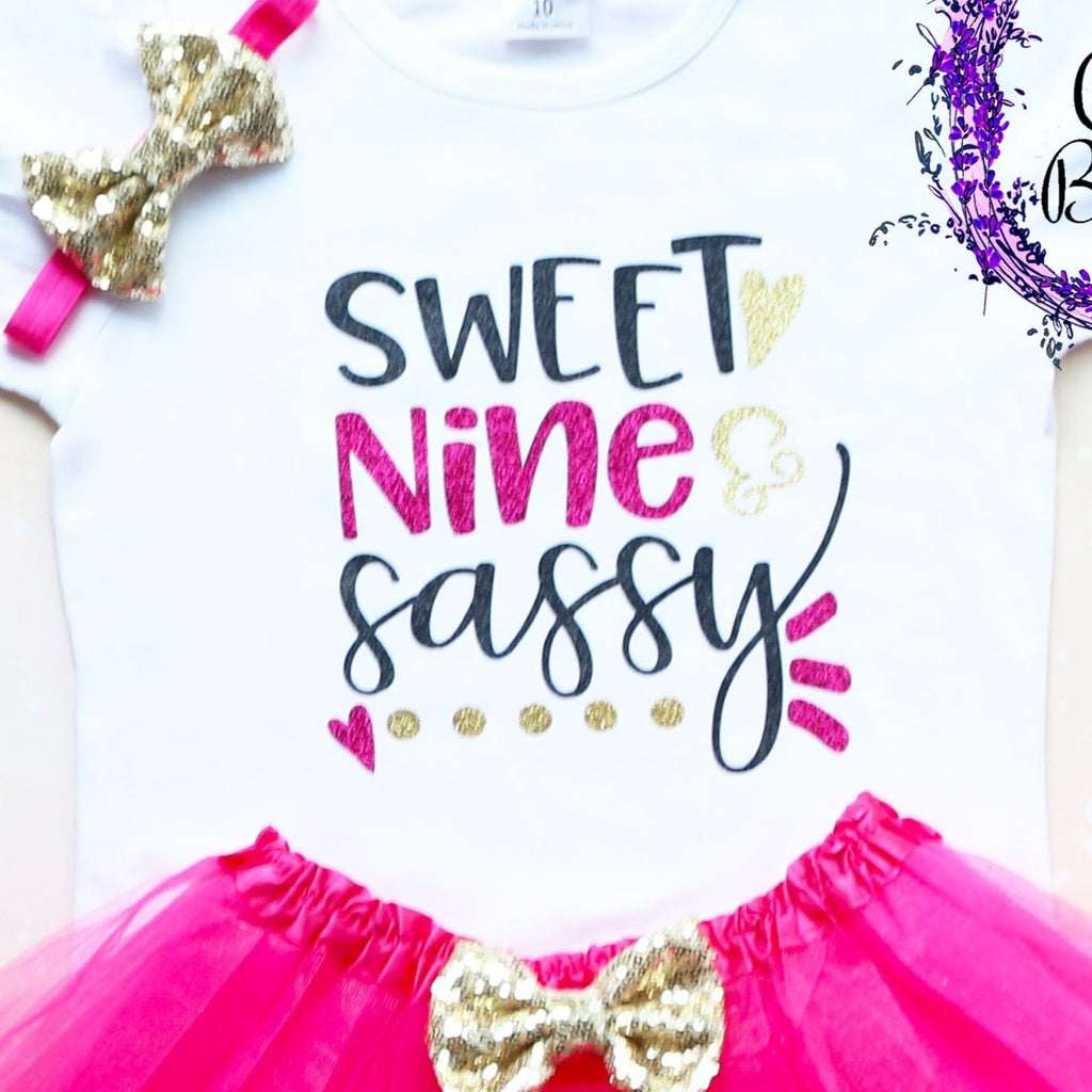 Sweet Nine & Sassy 9th Birthday Tutu Outfit