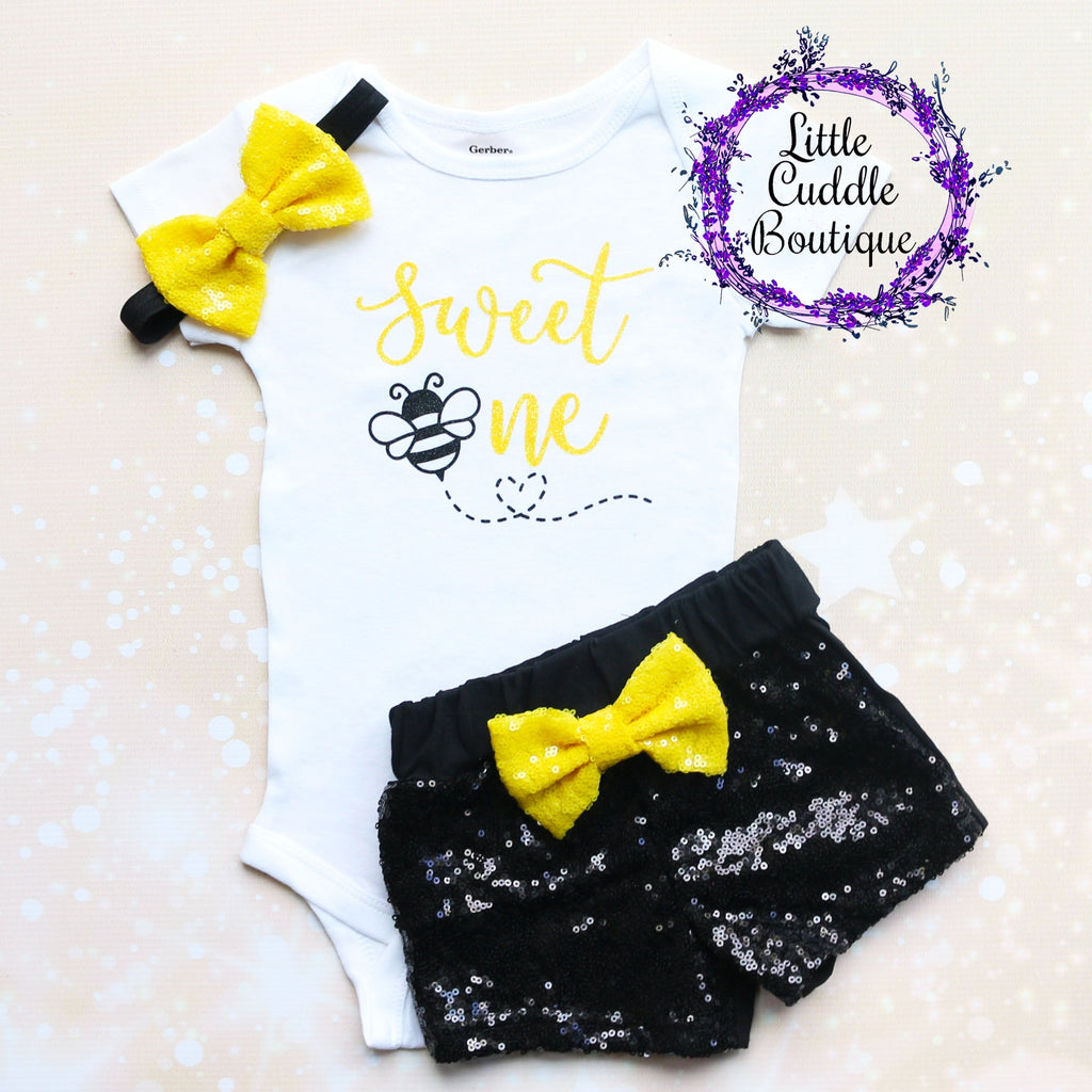 Sweet One Bee Birthday Shorts Outfit