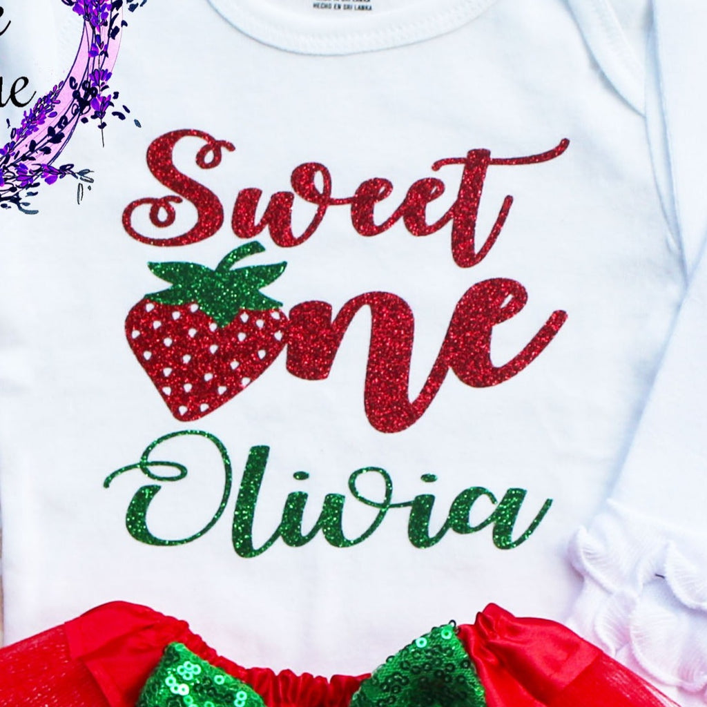 Personalized Sweet One Strawberry First Birthday Tutu Outfit