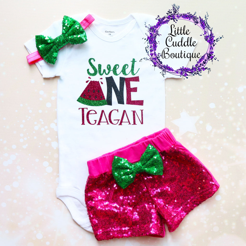 Personalized Sweet One Watermelon Birthday Shorts Outfit