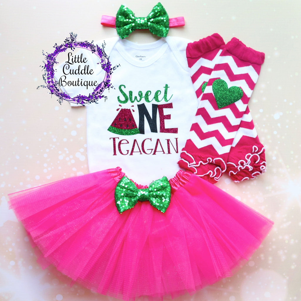 Personalized Sweet One Watermelon Baby Tutu Outfit