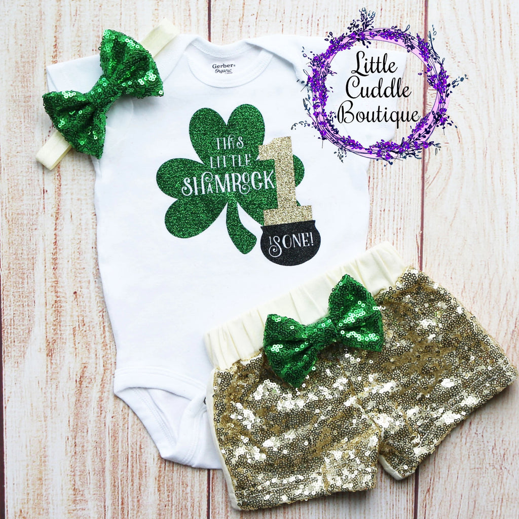 This Little Shamrock Is One Birthday Shorts Outfit-Little Cuddle Boutique