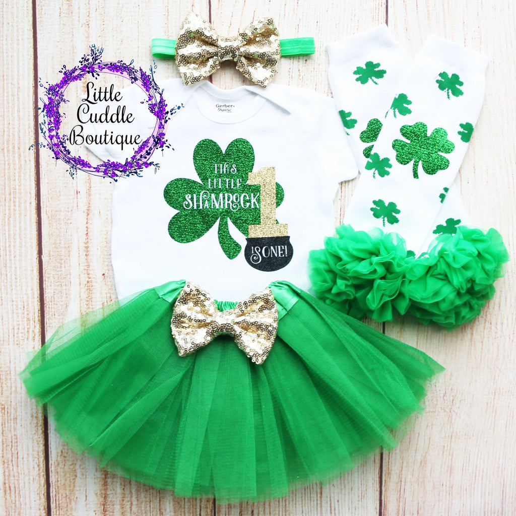 This Little Shamrock Is One St. Patrick's Day Birthday Tutu Outfit