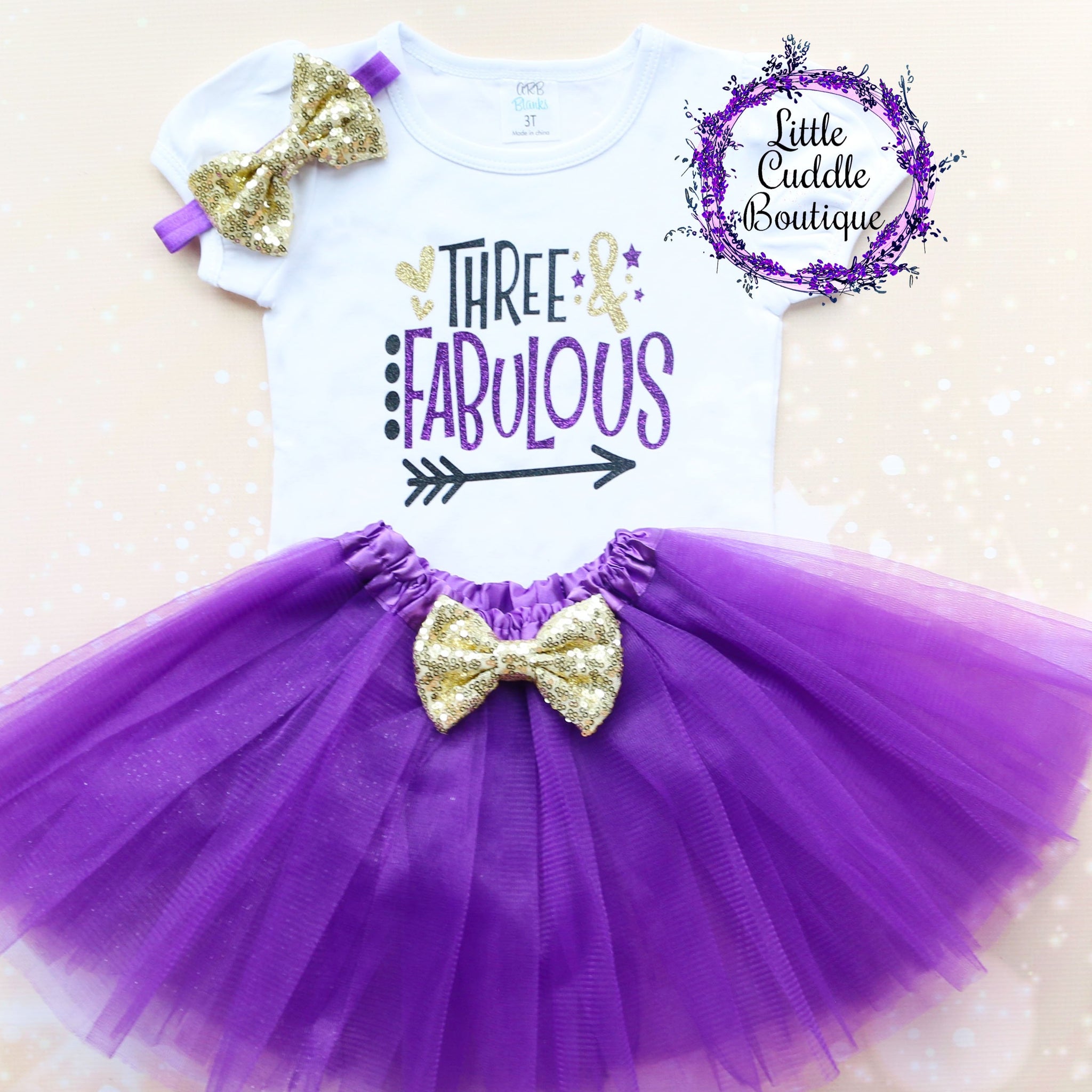 Girls Personalised Purple Birthday Boutique Outfit Set Light Pink / 2-3 years Girls Personalised Purple Birthday Boutique Outfit Set Light Pink / 2-3 years