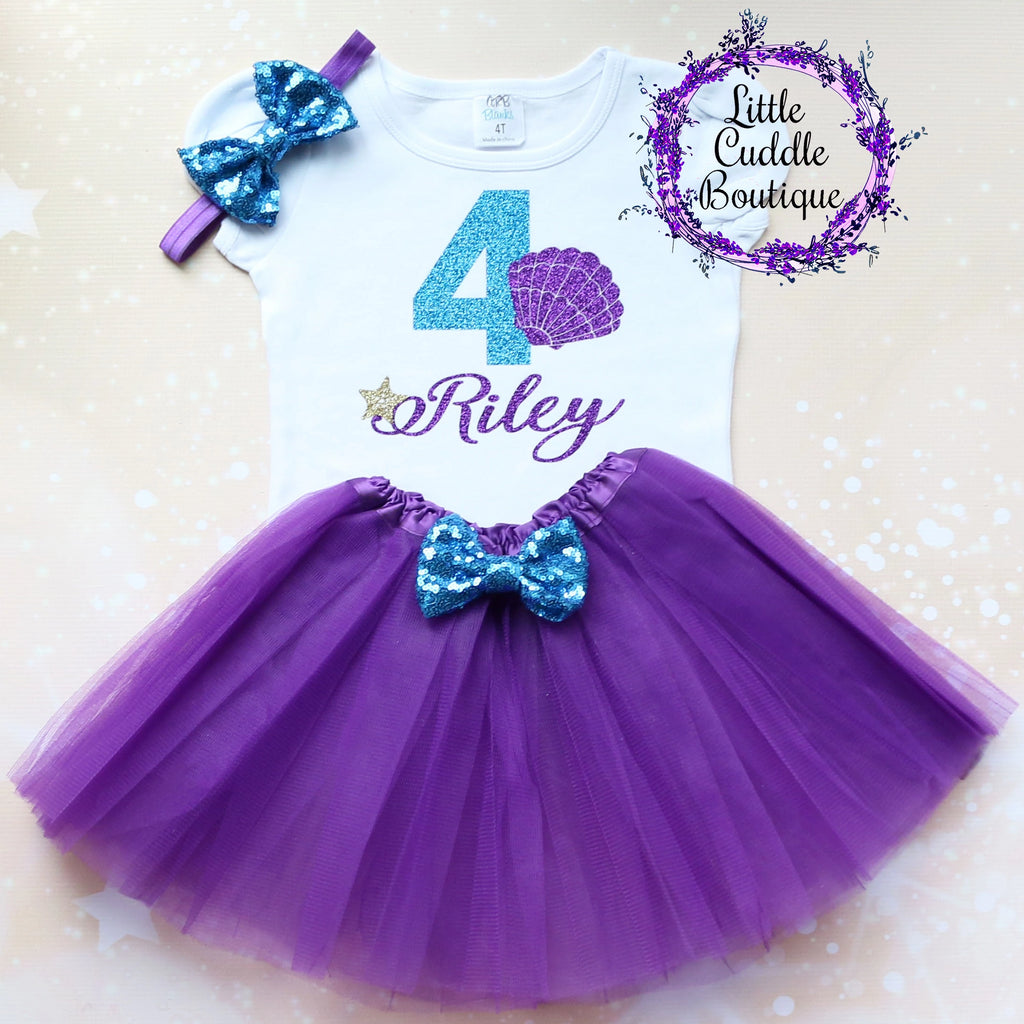 Personalized Toddler Seashell Birthday Tutu Outfit