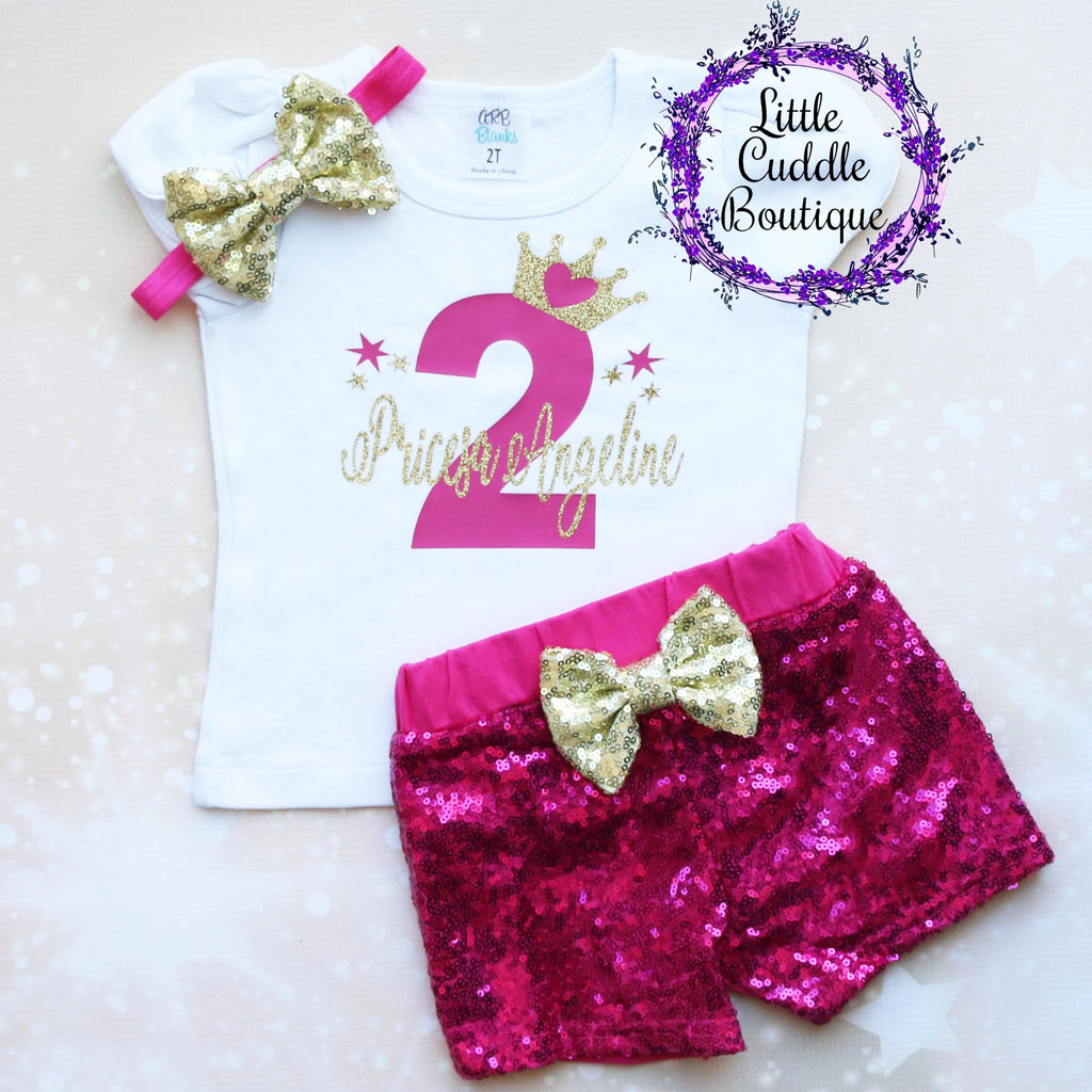 Personalized Toddler Princess Birthday Shorts Outfit