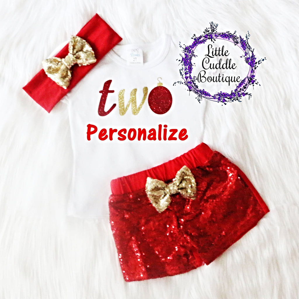 Personalized Second Christmas Birthday Shorts Outfit