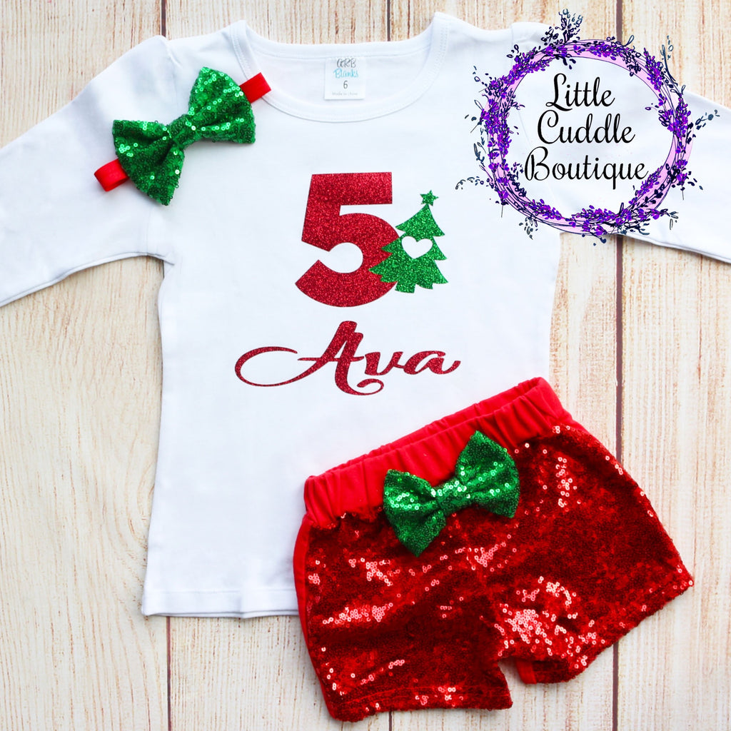 Personalized Toddler Christmas Birthday Shorts Outfit