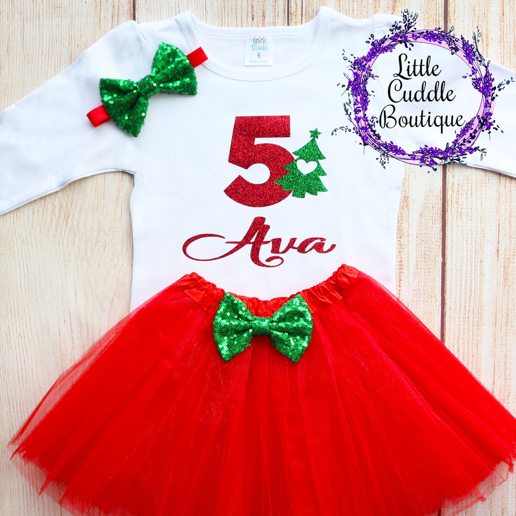 Personalized Toddler Christmas Birthday Tutu Outfit