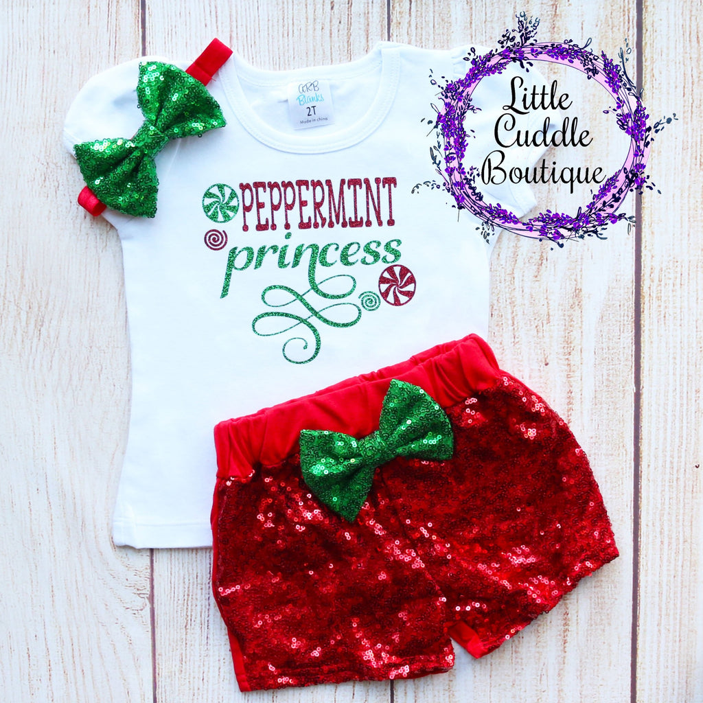 Peppermint Princess Toddler Shorts Outfit
