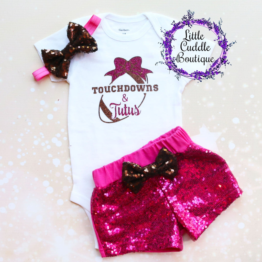 Touchdowns And Tutus Baby Shorts Outfit