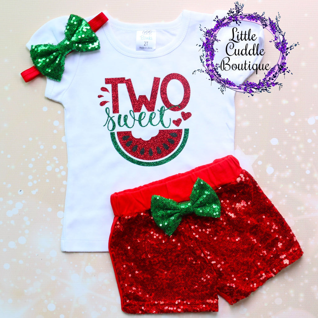 Two Sweet Watermelon Second Birthday Shorts Outfit