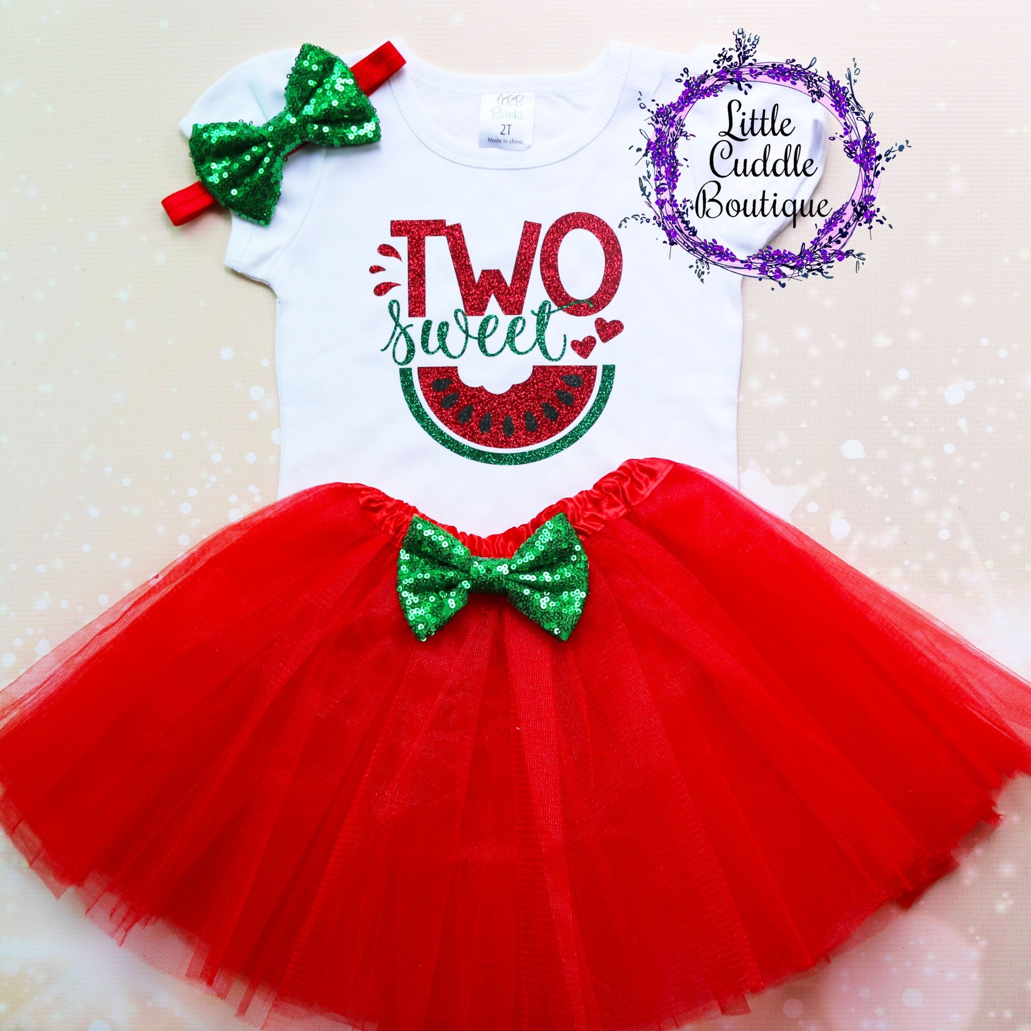 Two Sweet Watermelon Second Birthday Tutu Outfit-Little Cuddle Boutique Two Sweet Watermelon Second Birthday Tutu Outfit-Little Cuddle Boutique