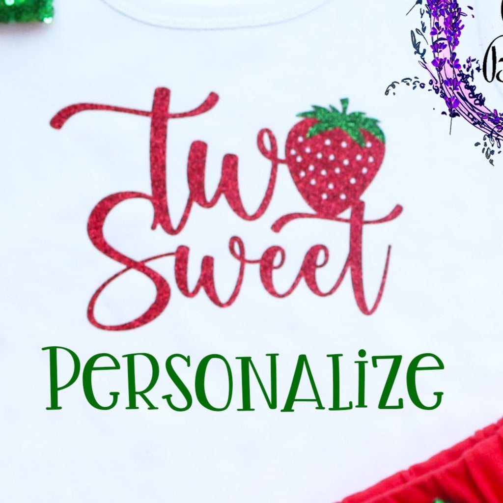 Personalized Two Sweet Strawberry Second Birthday Shorts Outfit