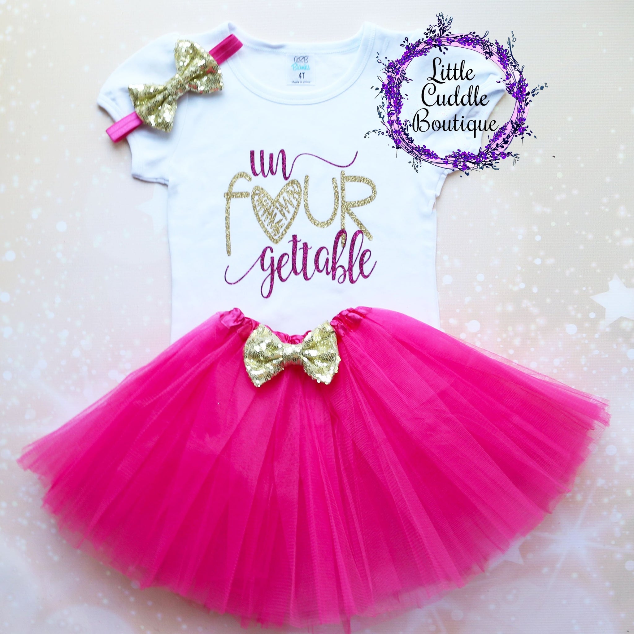 Un Four Gettable Birthday Tutu Outfit-Little Cuddle Boutique Puff Sleeve Shirt Only-Long Sleeve / 5T Un Four Gettable Birthday Tutu Outfit-Little Cuddle Boutique Puff Sleeve Shirt Only-Long Sleeve / 5T
