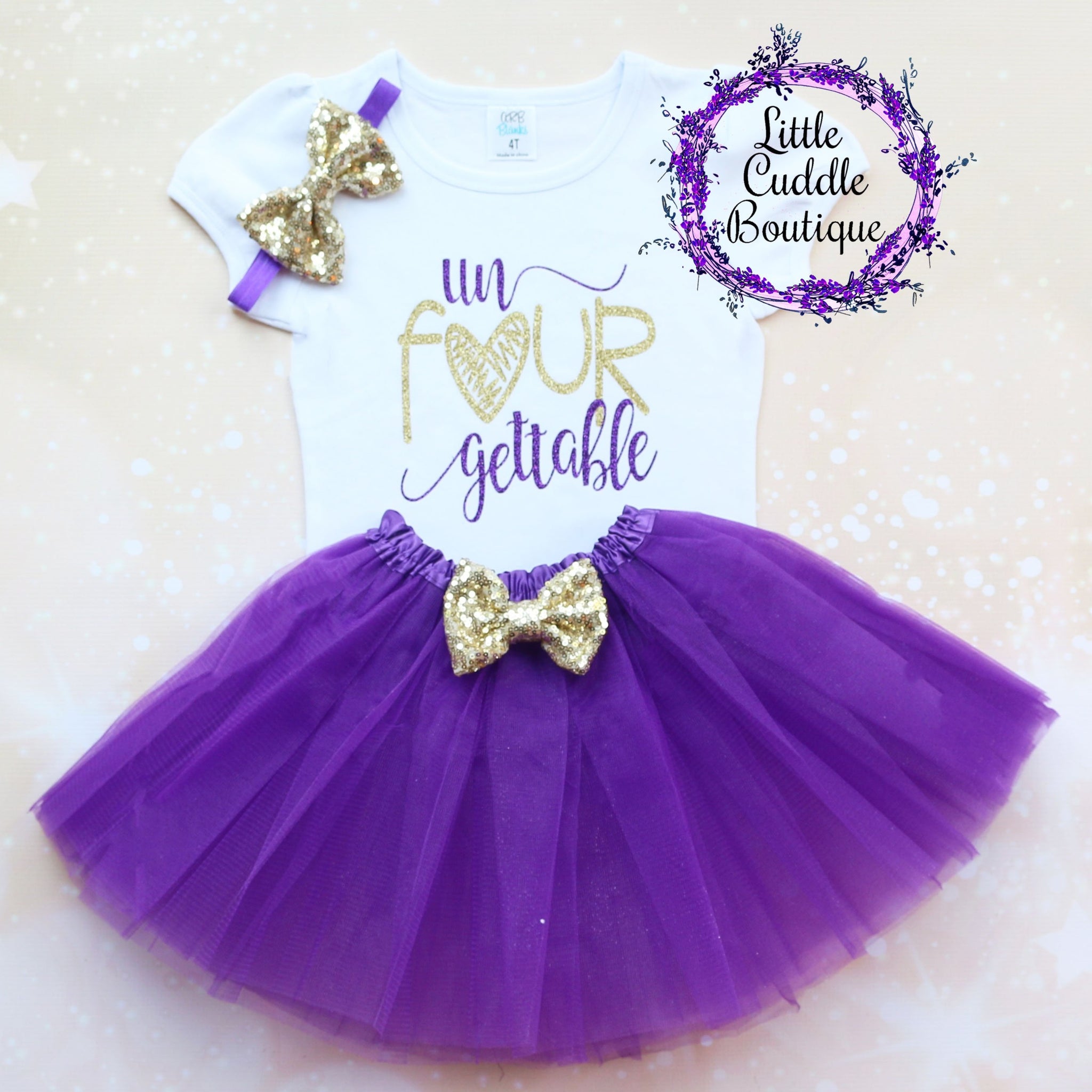Un Four Gettable Birthday Tutu Outfit-Little Cuddle Boutique Puff Sleeve Shirt Only-Long Sleeve / 10 Un Four Gettable Birthday Tutu Outfit-Little Cuddle Boutique Puff Sleeve Shirt Only-Long Sleeve / 10