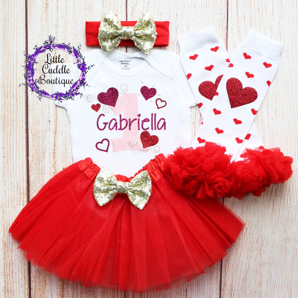 Personalized Valentine's Day 1st Birthday Girl Outfit